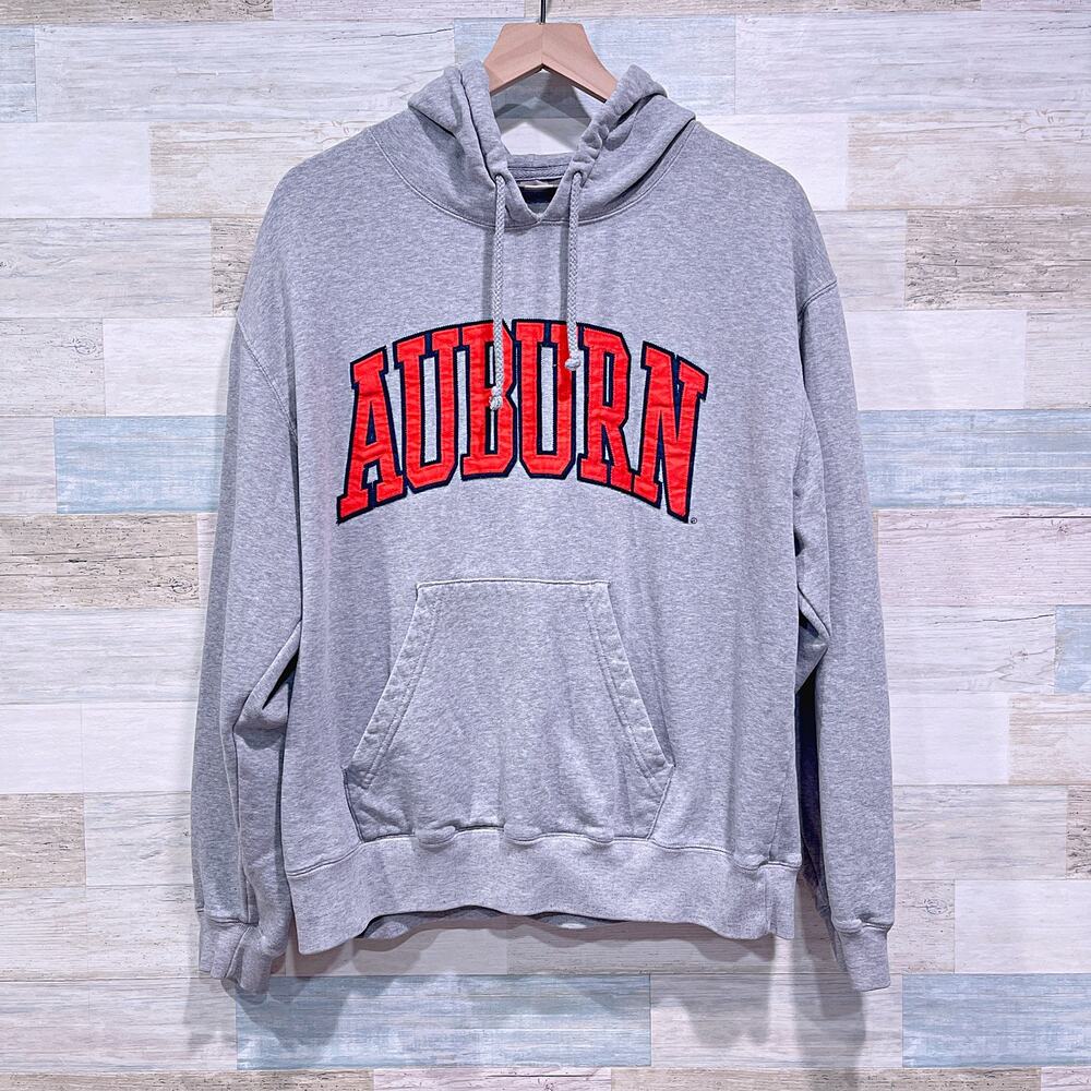 AUBURN TIGERS Vintage 90s Logo Hoodie Sweatshirt Gray J America Mens Large